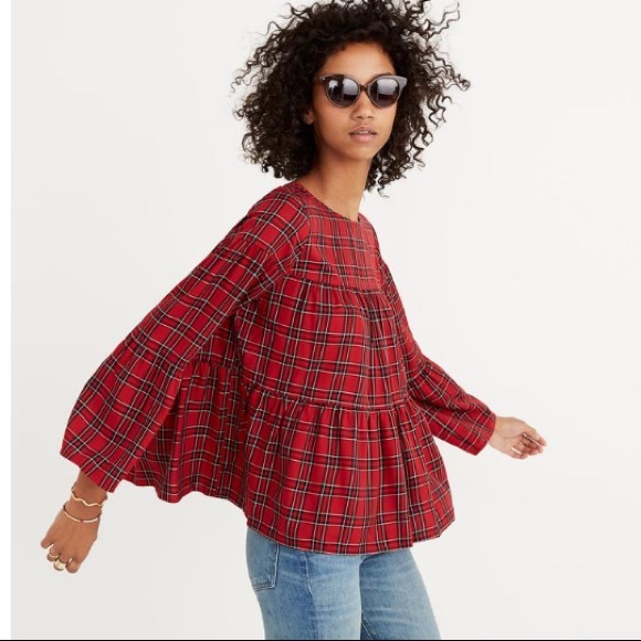 Madewell Tops - Madewell • Tiered Plaid flow top